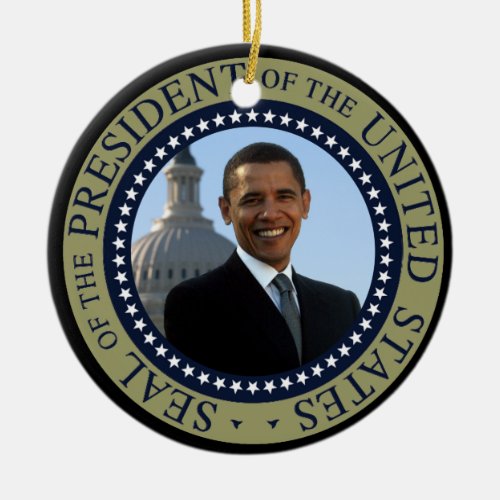 Obama Seal Gold Presidential Seal Ceramic Ornament