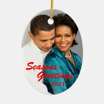 Obama Seasons Greetings Christmas Ornament by thebarackspot at Zazzle