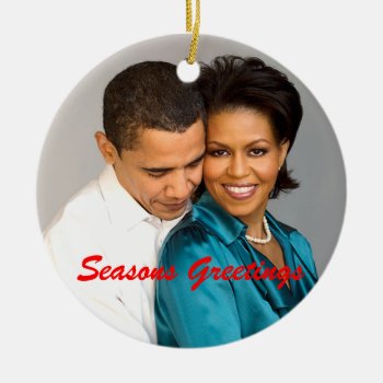 Obama Seasons Greetings Christmas Ornament by thebarackspot at Zazzle