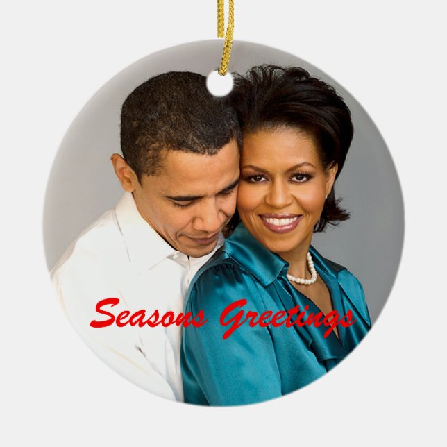 Obama Seasons Greetings Christmas Ornament (Front)
