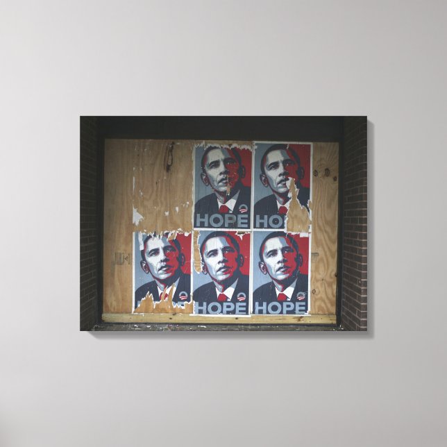 Obama signs in a boarded window of a closed (Front)