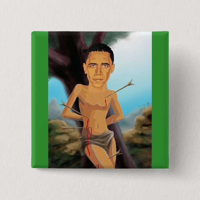 Obama slings and arrows Square Button (Front)