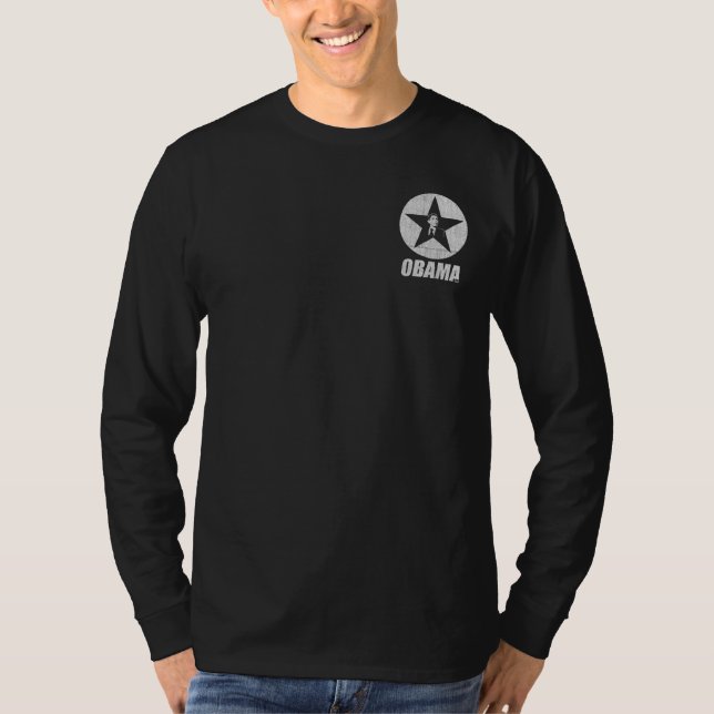 Obama Star Men's Long Sleeve (Gray) T-Shirt (Front)