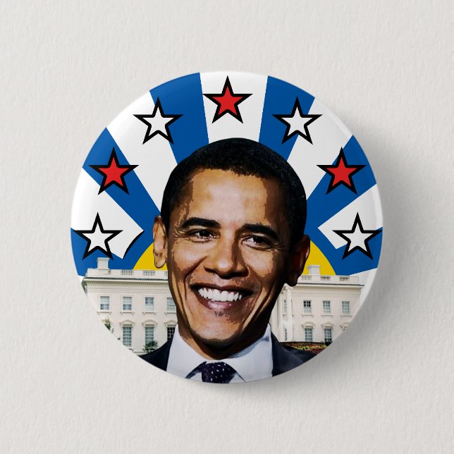 Obama Stars and Stripes Sunrise Button (Front)