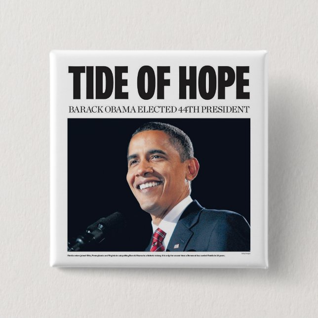 Obama: Tide of Hope Button (Front)