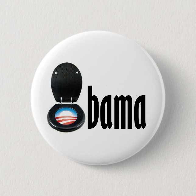 Obama (toilet) pinback button (Front)