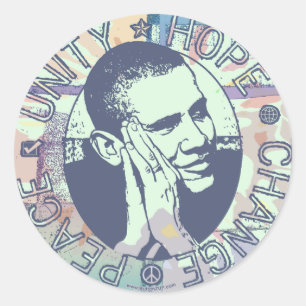 Obama Unity, Hope, Change and Peace 2012 Classic Round Sticker