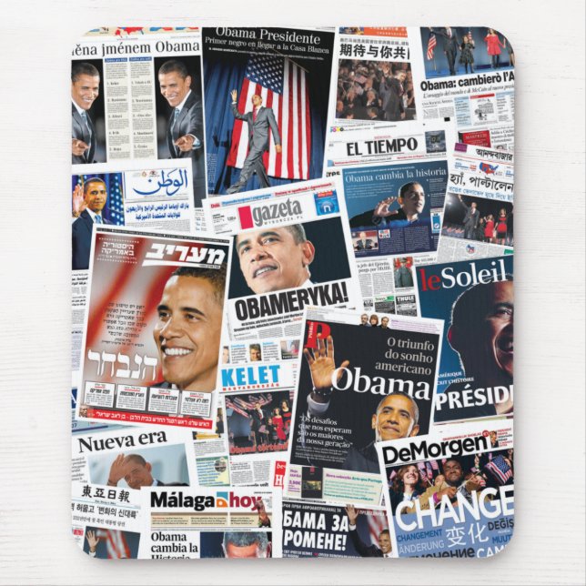 Obama Victory International Front Page Collage Mouse Pad (Front)