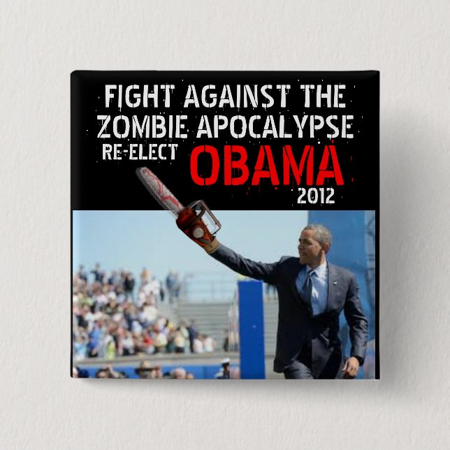 Obama vs Zombies 2012 Pinback Button (Front)