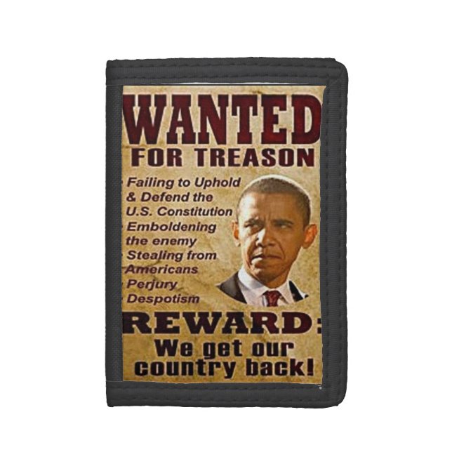 Obama wanted for treason wallet (Front Vertical)