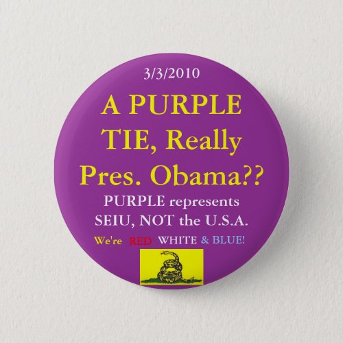 Obama Wears SEIU Purple Pinback Button