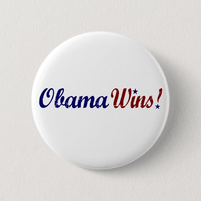 Obama Wins 2008 Pinback Button (Front)