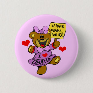 OBAMA WINS BEAR KIDS BUTTON
