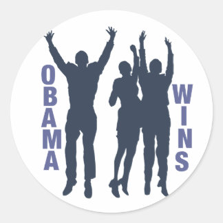 Obama Wins Classic Round Sticker