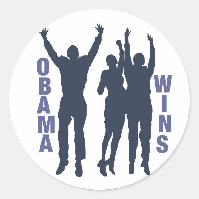 Obama Wins Classic Round Sticker (Front)