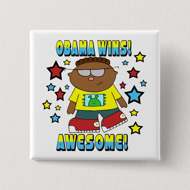 OBAMA WINS PINBACK BUTTON (Front)