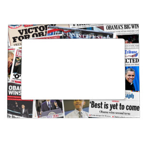 Obama Wins Re-Election Newspaper Magnet Frame