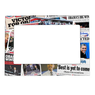 Obama Wins Re-Election Newspaper Magnet Frame