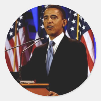 Obama-With Flags Classic Round Sticker