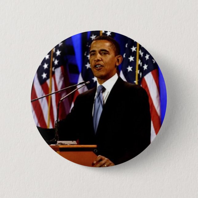 Obama-With Flags Pinback Button (Front)
