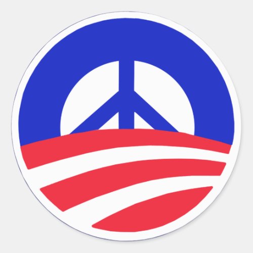 Obama with Peace Sign Classic Round Sticker