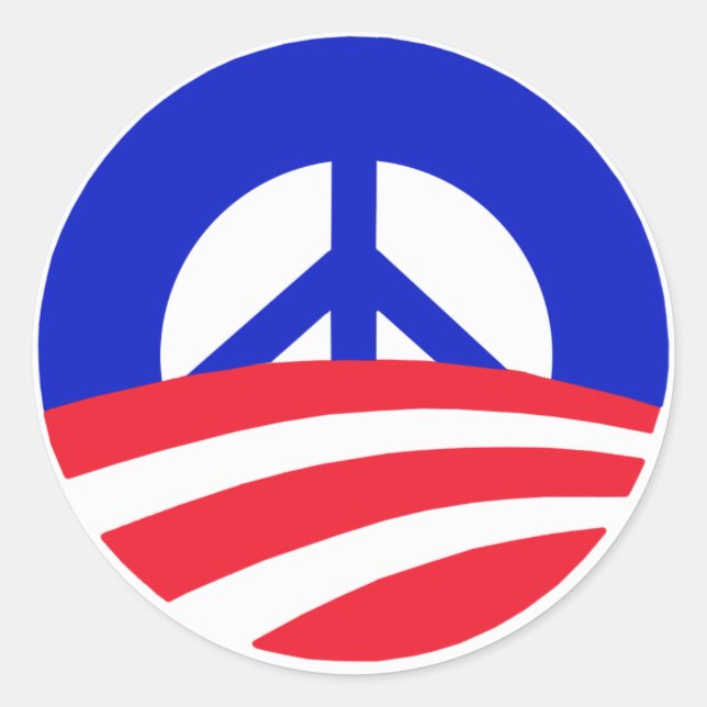 Obama with Peace Sign Classic Round Sticker (Front)
