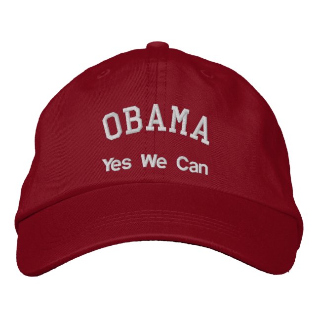 OBAMA, Yes We Can Embroidered Baseball Hat (Front)