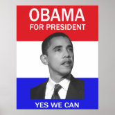 Barack Obama Yes We Can Art Wall Indoor Room Outdoor Poster - POSTER 20x30