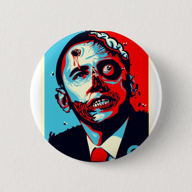 obama zombie pinback button (Front)
