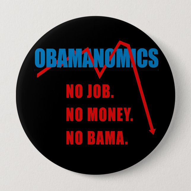 Obamanomics - No job. No money. Nobama Pinback Button (Front)