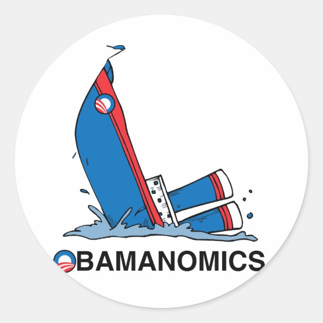 OBAMANOMICS SINKING CLASSIC ROUND STICKER (Front)