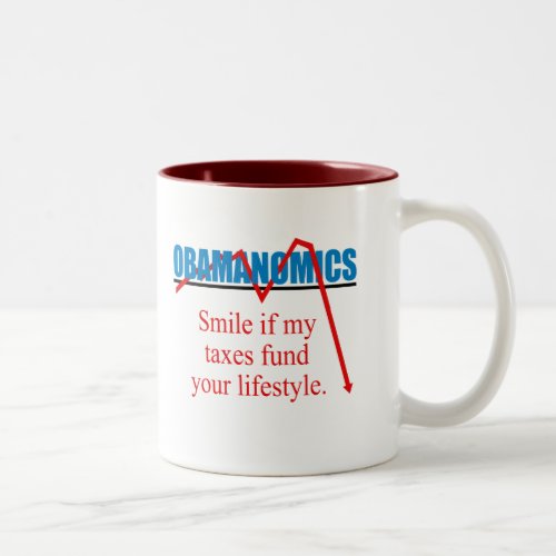 Obamanomics _ Smile if my taxes fund your lifestyl Two_Tone Coffee Mug