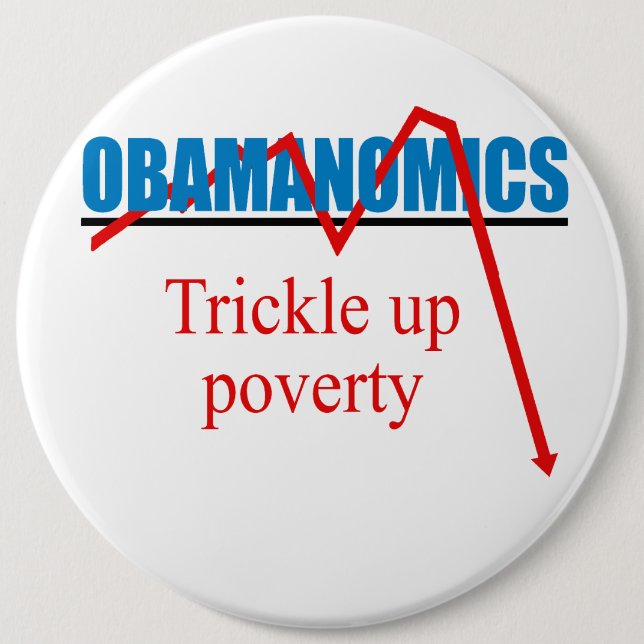 Obamanomics - Trickle up poverty Button (Front)