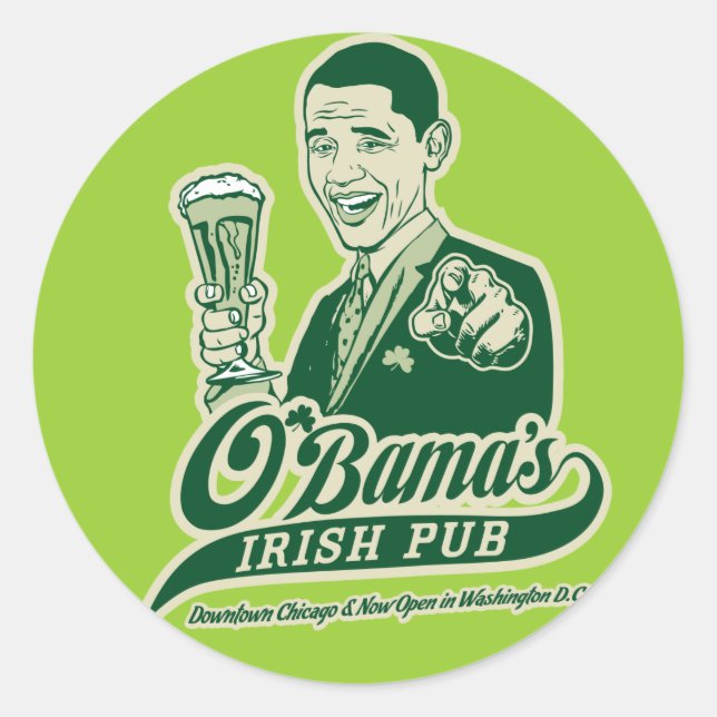 Obama's Irish Pub Classic Round Sticker (Front)