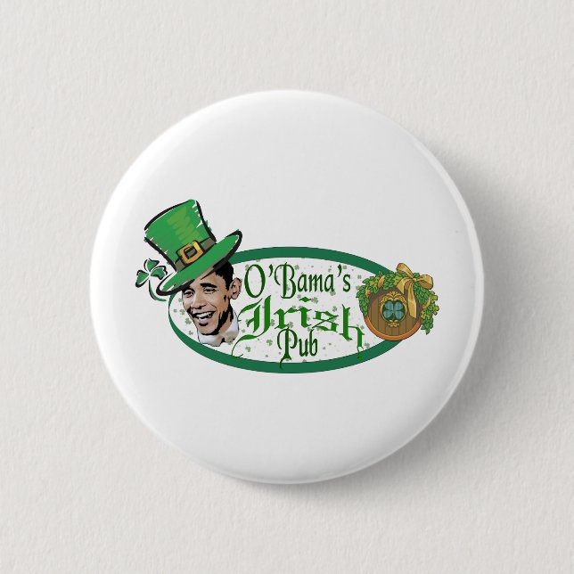 Obama's Irish Pub Pinback Button (Front)