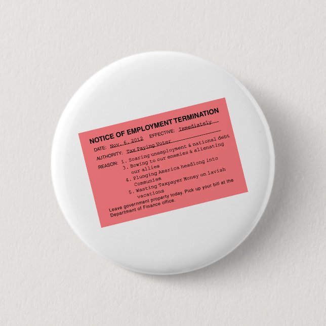 Obama's Pink Slip Button (Front)