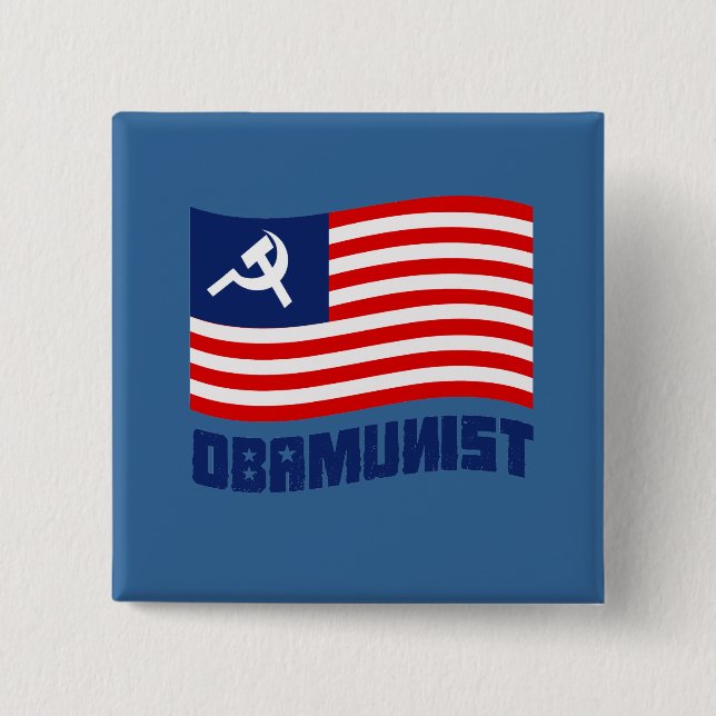 Obamunist Flag Pinback Button (Front)