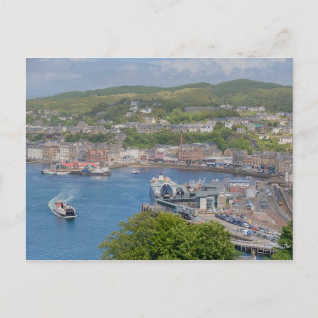 Oban Harbour Aerial from Pulpit Hill Postcard (Front)