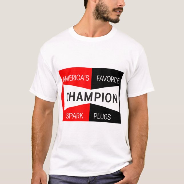 Obat motor mogok Champion Spark Plugs    T-Shirt (Front)