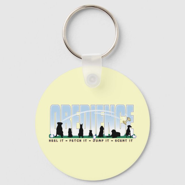 Obedience: Heel it, Fetch It, Jump It, Scent It Keychain (Front)