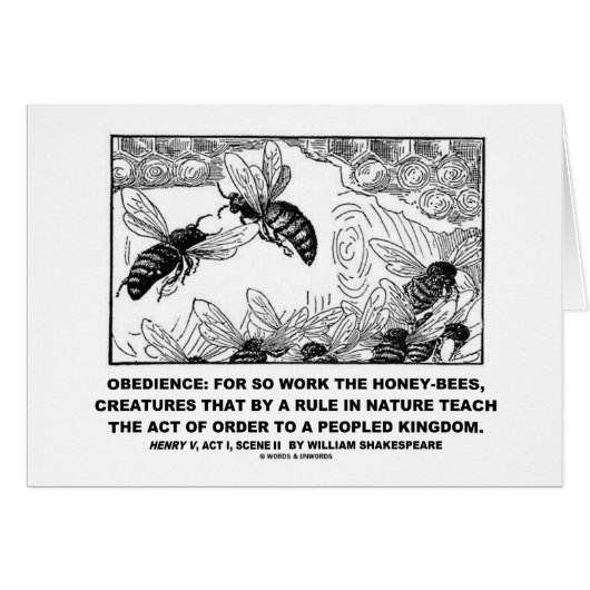Obedience Work Honey-Bees Henry V Shakespeare Cards (Front Horizontal)