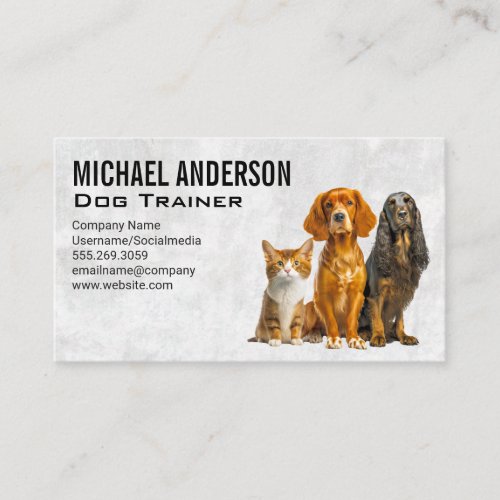 Obedient Dogs Sitting  Animal Trainer  Business Card
