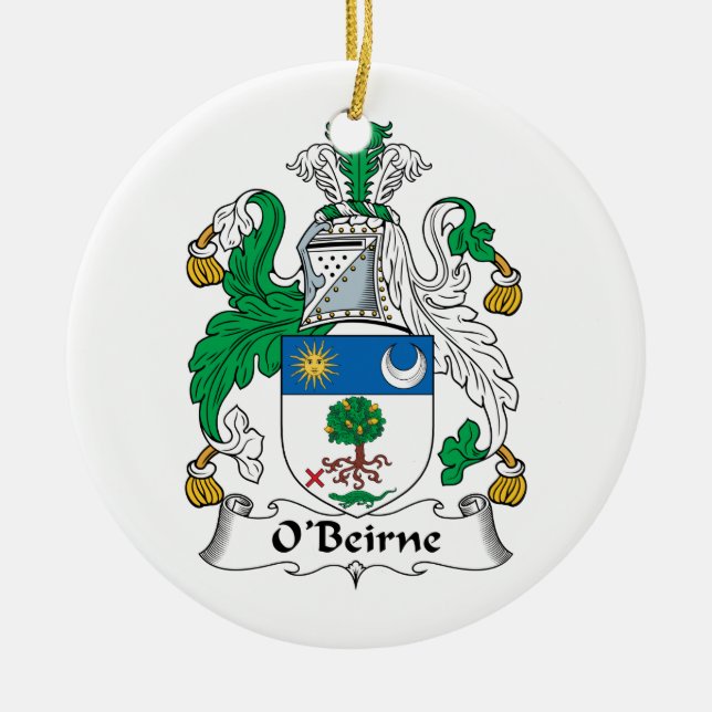 O'Beirne Family Crest Ceramic Ornament (Front)
