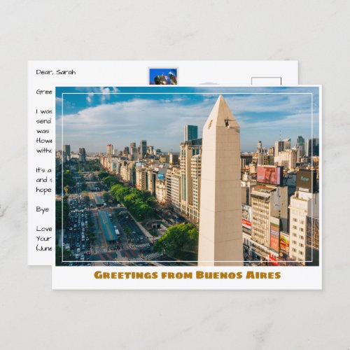 Obelisk of Buenos Aires Argentina Postcard