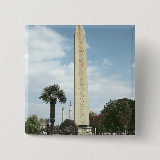 Obelisk of Theodosius I, with a Roman base Pinback Button (Front)
