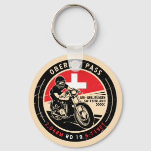 Oberalp Pass Switzerland Motorcycle Keychain