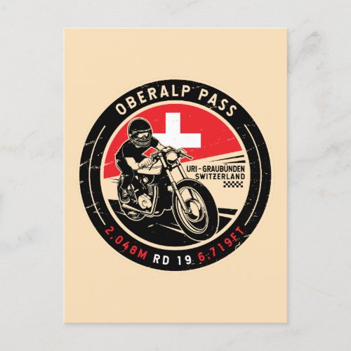 Oberalp Pass  Switzerland  Motorcycle Postcard