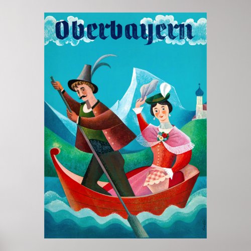 Oberbayern Upper Bavaria Germany Vintage Poster