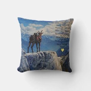 Oberhalsi Pack Goat/Idaho Mountains/Poem/c/heart T Throw Pillow