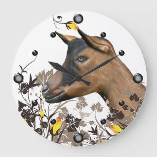 Oberhasli Dairy Goat Painting Floral  Wall Clock
